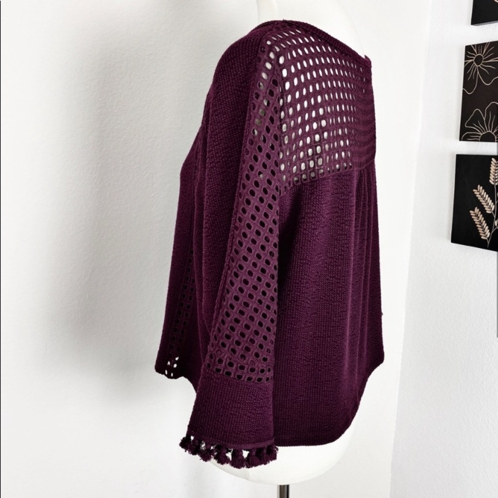 Anthropologie Pom Pom Blouse Red Wine Size S - Picture 4 of 10
